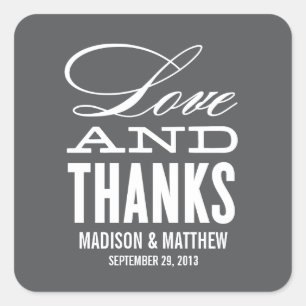 LOVE AND THANKS WEDDING FAVOR LABELS