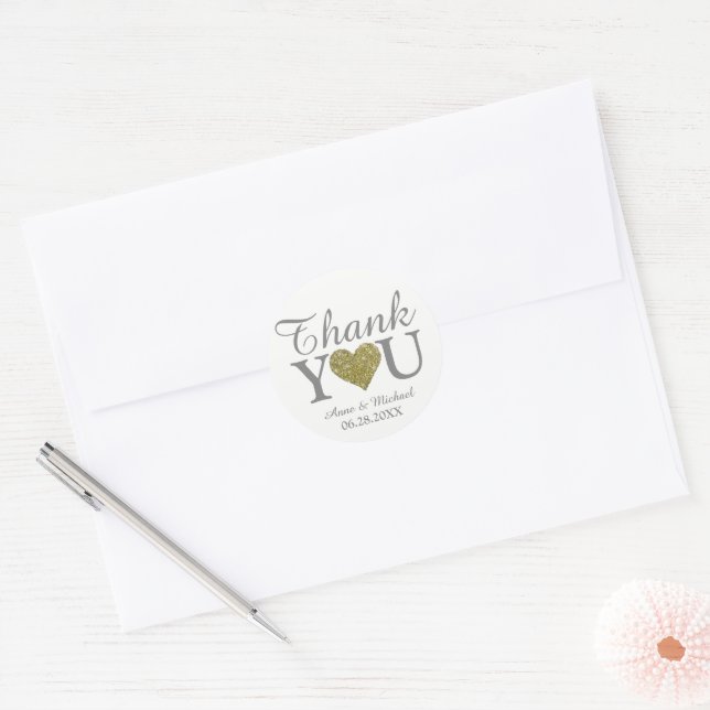 Love and Thanks wedding favour white Classic Round Sticker (Envelope)