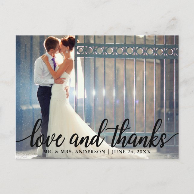 Love and Thanks Wedding Mr. and Mrs. Photo Postcard (Front)