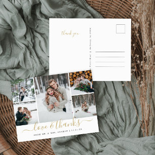 Love and Thanks Wedding Photo Collage Postcard