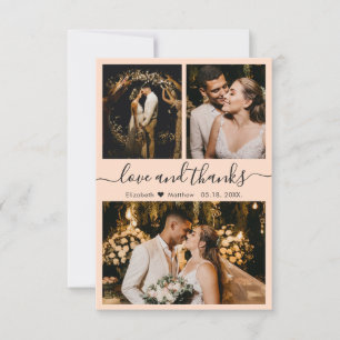 Love and Thanks Wedding Photo Collage Thank You Card
