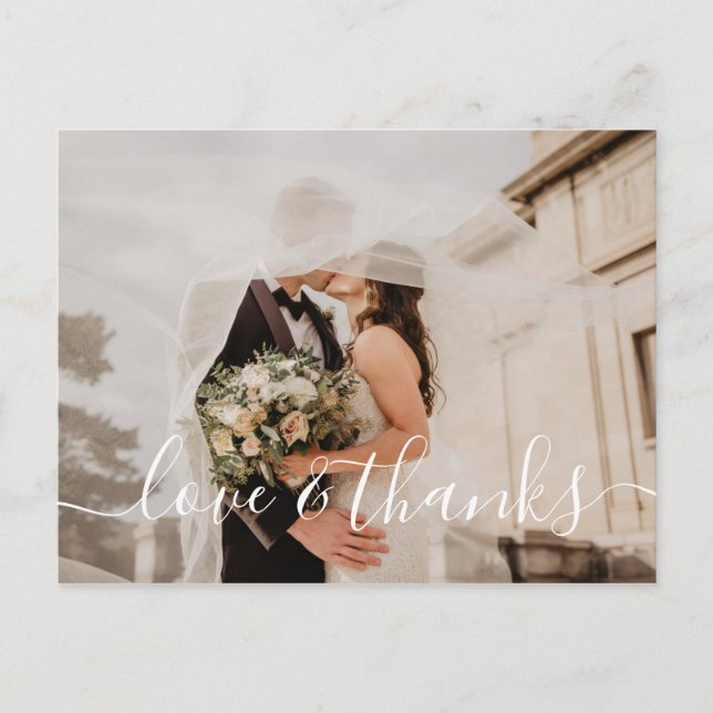 Love And Thanks Wedding Photo Thank You Postcard (Front)