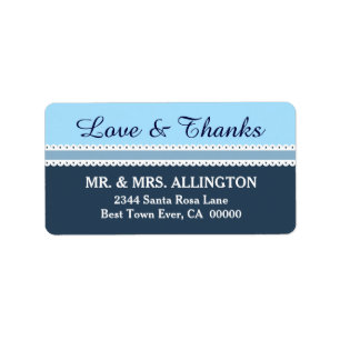 LOVE and THANKS Wedding Scalloped Ribbon V01 Label