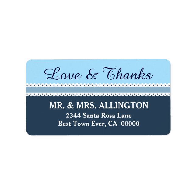 LOVE and THANKS Wedding Scalloped Ribbon V01 Label (Front)