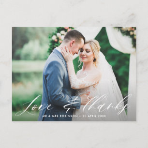 love and thanks, wedding thank you card