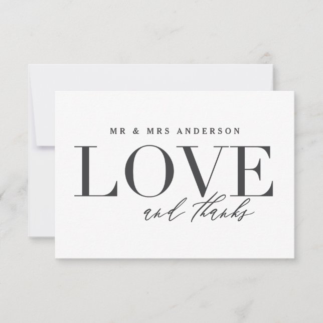 Love and thanks wedding thank you card (Front)