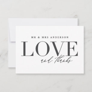 Love and thanks wedding thank you card