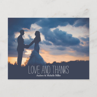 Love and thanks wedding thank you postcard