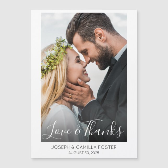 Love and Thanks Whimsy Photo Wedding Magnet (Front)