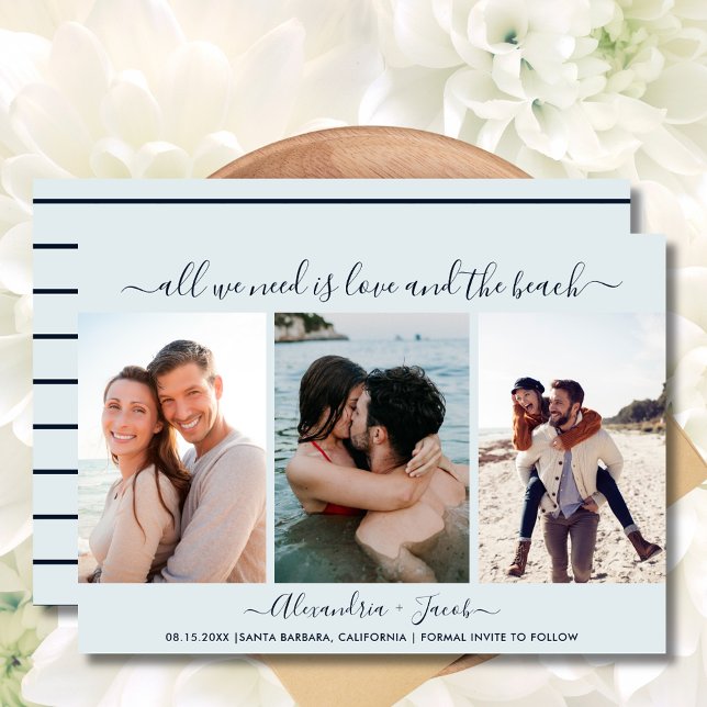 Love and the Beach 3 Photo Wedding Save the Date (Love and the Beach 3 Photo Wedding Save the Date)