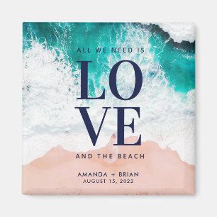 Love and the Beach Coastal Wedding Favor Magnet