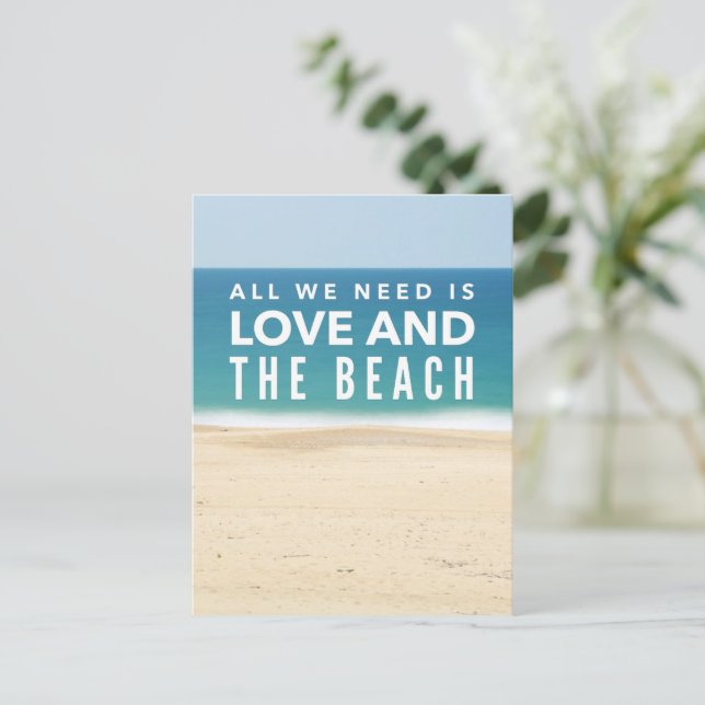 Love and the Beach Coastal Wedding Save the Date Announcement Postcard (Standing Front)
