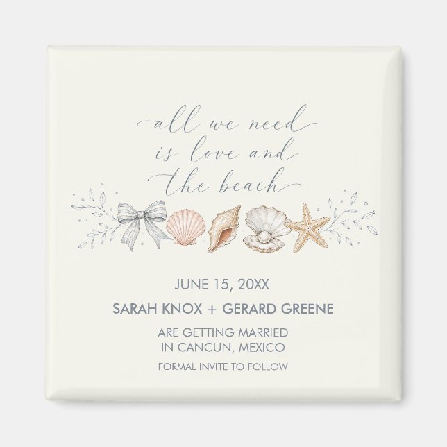 Love and The Beach Destination Wedding Save Date  Magnet (Front)