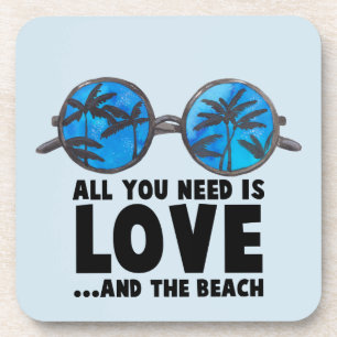 Love and the Beach Typography Coaster