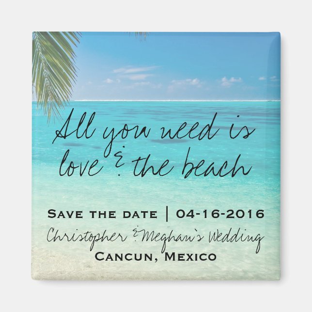 Love and The Beach Wedding Save Date Magnets (Front)