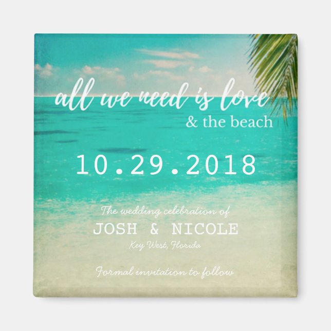 Love and the Beach Wedding Save the Date Magnets (Front)