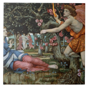 Love and the Maiden (oil on canvas) Tile