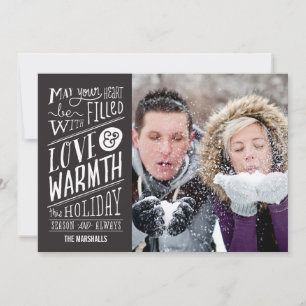 Love and Warmth Holiday Photo Card -Editable Colou