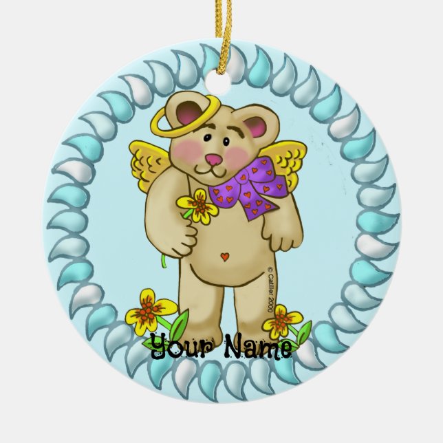 Love Angel Bear Ceramic Ornament (Front)