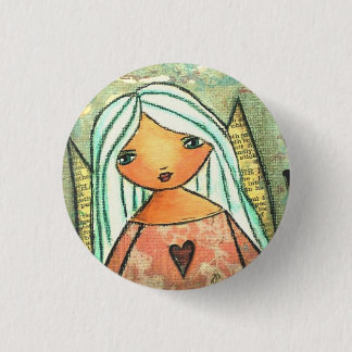 Love angel button badge