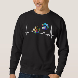 Love Animals Colourful Paw Heartbeat Sweatshirt