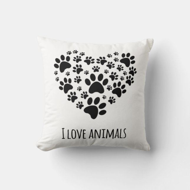 Love animals throw pillow (Front)