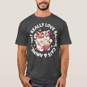 Love Anime, Cats & Ramen  Japanese Girl Moe Otaku  T-Shirt