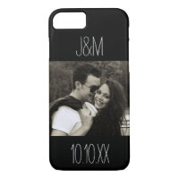 Love Anniversary Couple Photo Date Initials Black