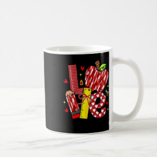 Love Apple Pencil Teacher Life Bow Hearts Funny Coffee Mug