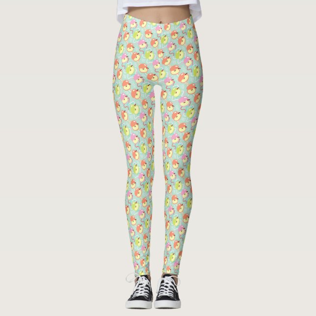 Love Apples Leggings Turquoises (Devant)