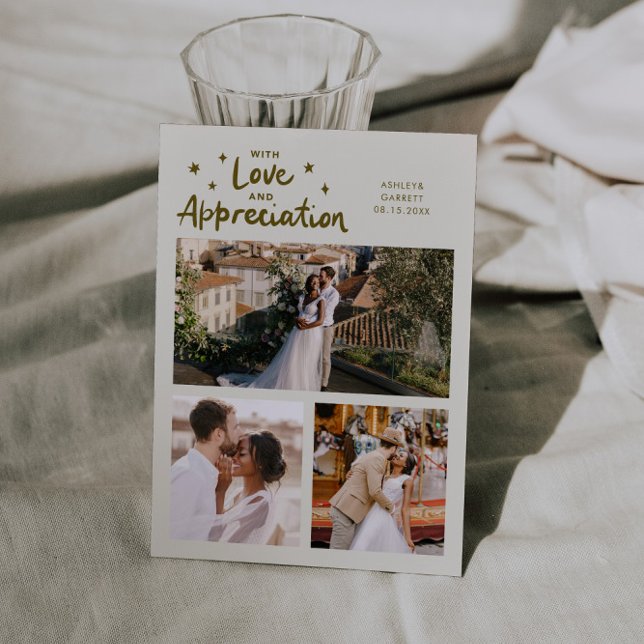 Love Appreciation Wedding Multi Photo Cream Thank You Card (Creator Uploaded)