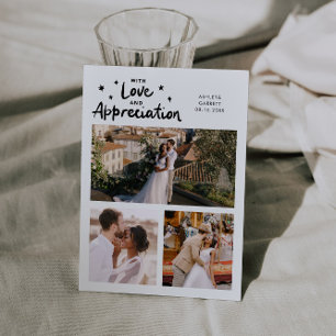 Love Appreciation Wedding Multi Photo White Thank You Card