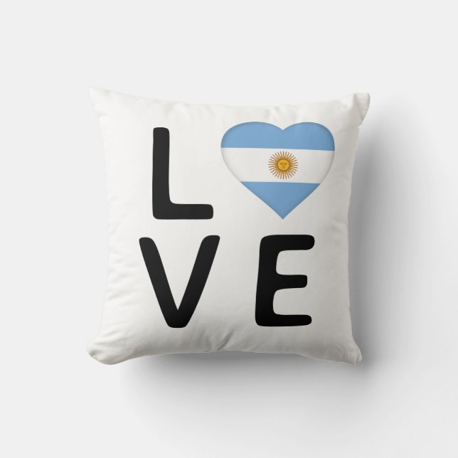 Love - Argentina Flag Throw Pillow (Front)