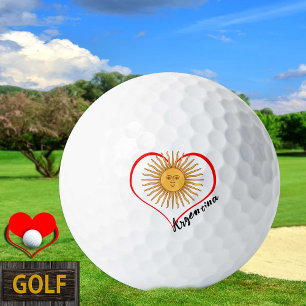 Love Argentina Golf Balls, flag, Heart, Sun Balls