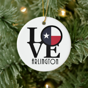 LOVE arlington Texas Ceramic Ornament