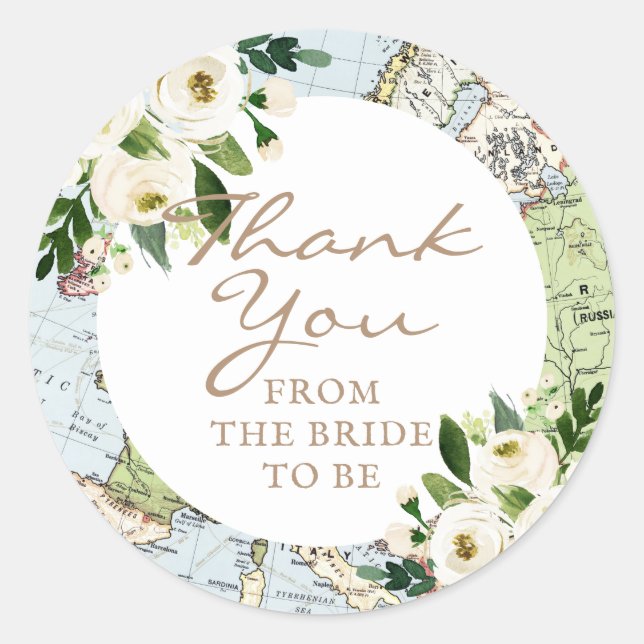 Love Around The World Floral Map Favour Label (Front)