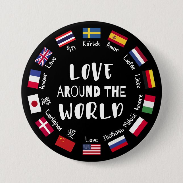 Love Around the World Languages  3 Inch Round Button (Front)