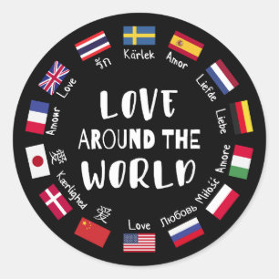 Love Around the World Languages Classic Round Sticker