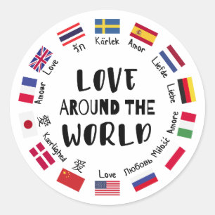 Love Around the World Languages  Classic Round Sticker