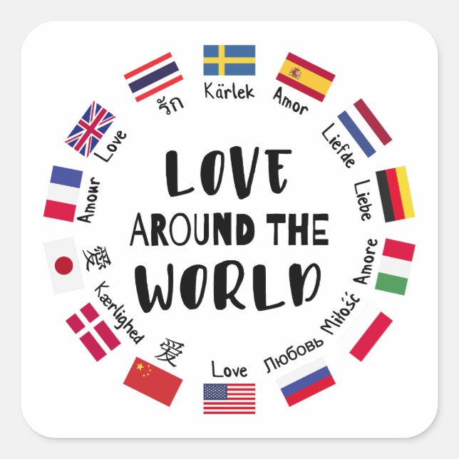 Love Around the World Languages  Square Sticker (Front)