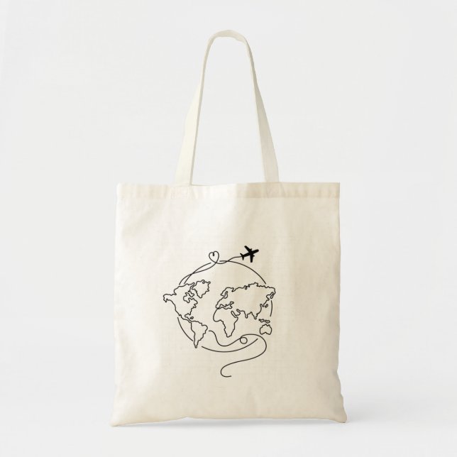 🌍 Love Around the World ✈️ Tote Bag (Front)