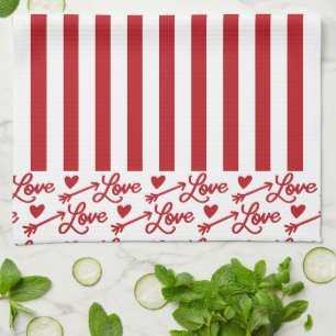 Love Arrows And Hearts Kitchen Towel
