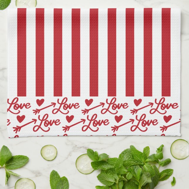Love Arrows And Hearts Kitchen Towel (Folded)