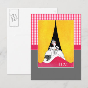Love. Art Deco Valentine's Day Holiday Postcard