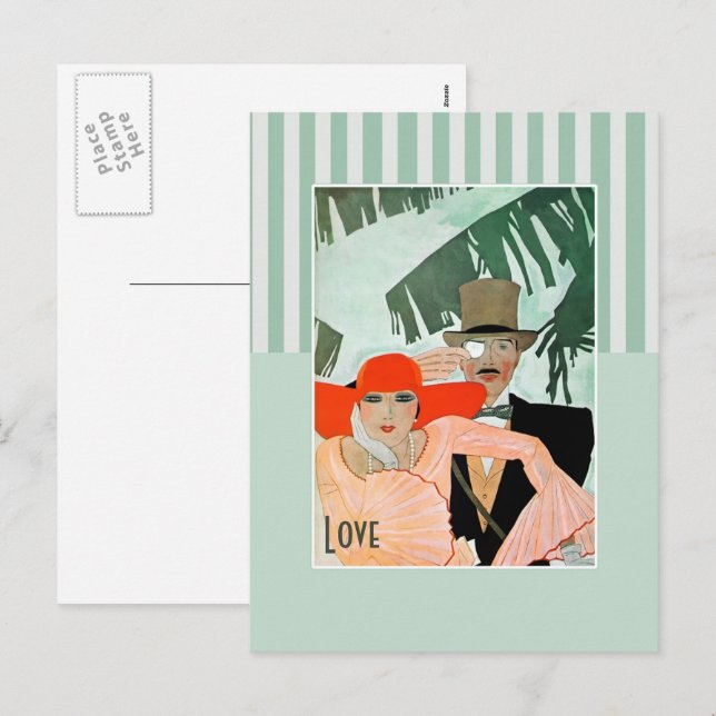Love. Art Deco Valentine's Day Holiday Postcard (Front/Back)