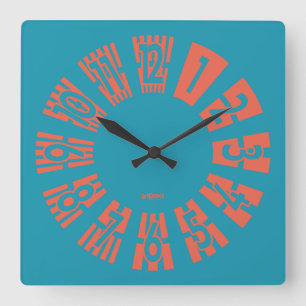 LOVE ART KLOCK BARS & INDIAN COLORS BY MASANSER SQUARE WALL CLOCK