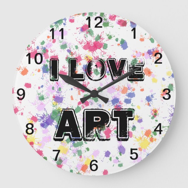 Love Art Paint Splatter Wall Clock (Front)