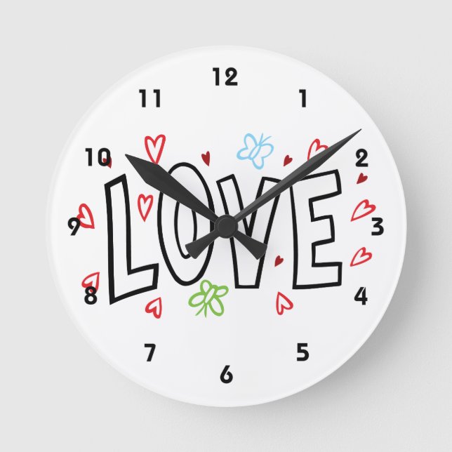 Love Art With Hearts Round Clock (Front)