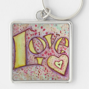 Love Art Word Painting Keychain