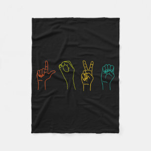 Love Asl Sign Language Alphabet Valentines Day Gif Fleece Blanket